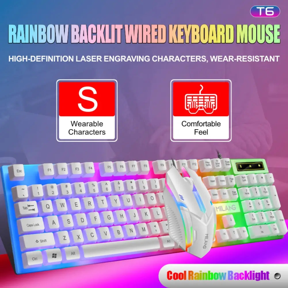Rainbow Wired Keyboard and Mouse